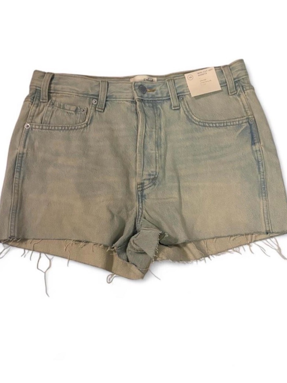 Universal Thread Light Olive High-Rise Frayed Denim Shorts
